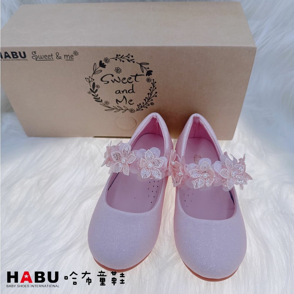 HABU 哈布童鞋 粉色 白色 小花朵 繫帶 甜美 娃娃鞋 HABU 哈布童鞋 粉色 白色 小花朵 繫帶 甜美 娃娃鞋