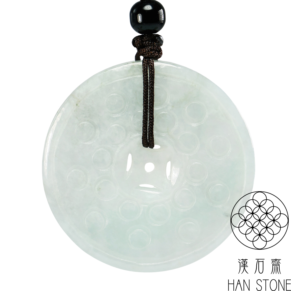 漢石齋 天然翡翠A貨 銅錢平安扣玉佩吊墜 飄花種(37*37 漢石齋 天然翡翠A貨 銅錢平安扣玉佩吊墜 飄花種(37*37