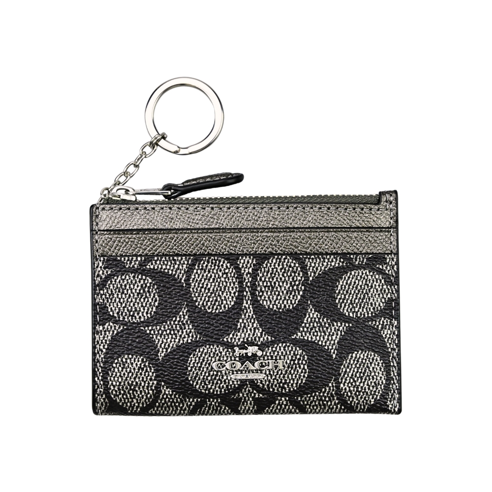 COACH Logo PVC前卡夾鑰匙零錢包(黑銀C)好評推 COACH Logo PVC前卡夾鑰匙零錢包(黑銀C)好評推