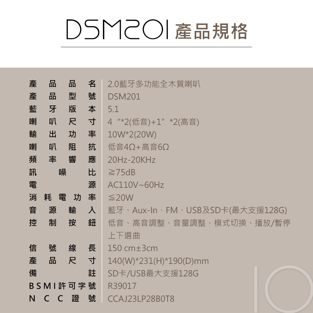 藍牙、Auxin、FM、USB及SD卡最大支援128G