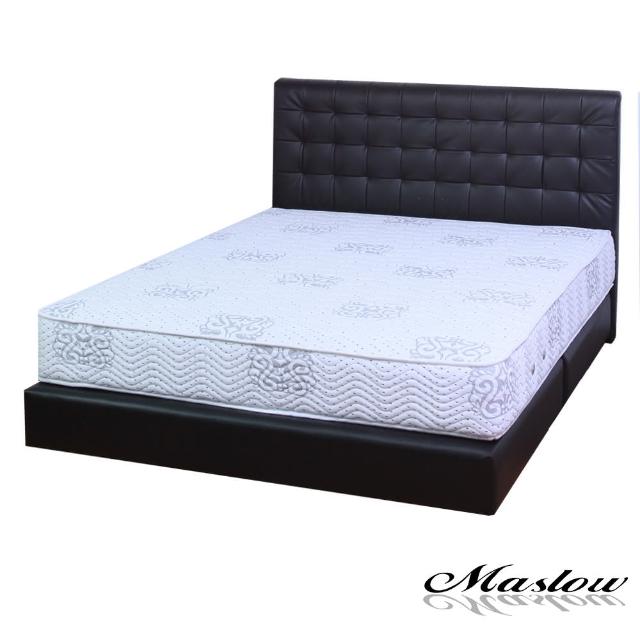 【Maslow-時尚格紋黑色皮製】雙人床組-5尺(不含床墊)