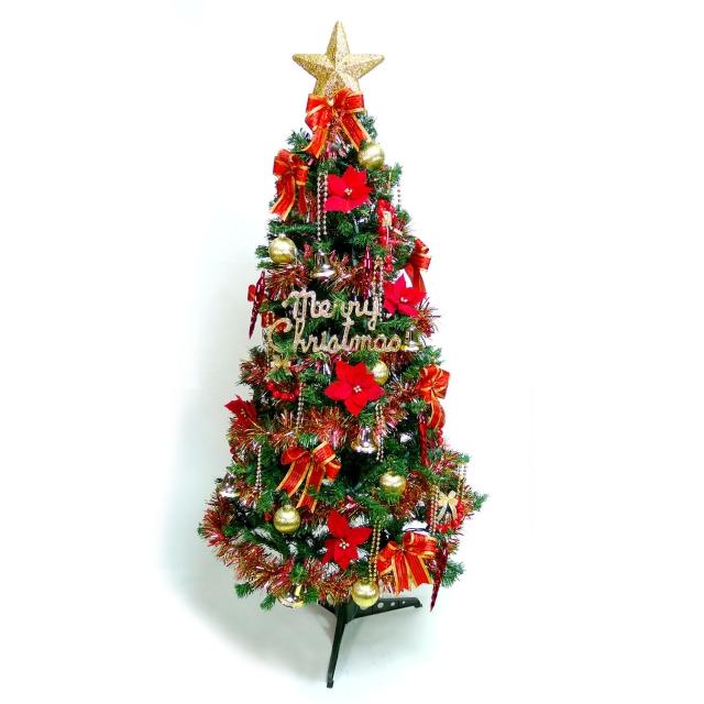 【聖誕裝飾品特賣】超級幸福12尺-12呎(360cm一般型裝飾綠聖誕樹-紅金色系配件組 （不含燈)