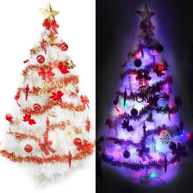 【聖誕裝飾品特賣】台灣製12呎(360cm特級白色松針葉聖誕樹-紅金色系+100燈LED燈7串-附控制器)