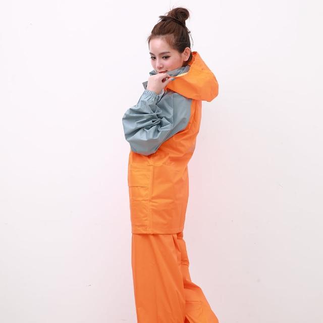 【OutPerform】風動SKY二件式風雨衣(橘-淺灰)