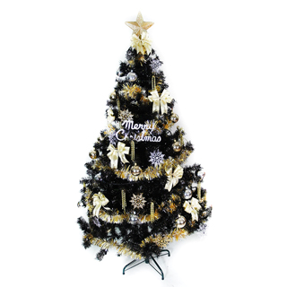 【聖誕樹】台灣製4呎-4尺120cm時尚豪華版黑色聖誕樹+金銀色系配件-不含燈