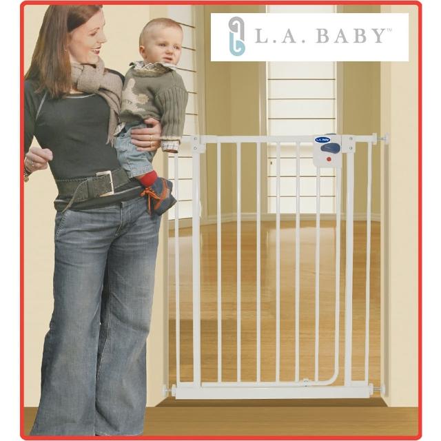 【美國 L.A. Baby】加高加寬-安全自動上鎖幼兒鐵門欄 - 寵物柵欄(贈兩片延伸件)