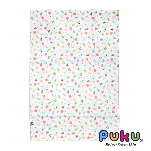 【PUKU藍色企鵝】PUKU印花紗布大浴巾-70-100cm(粉色)