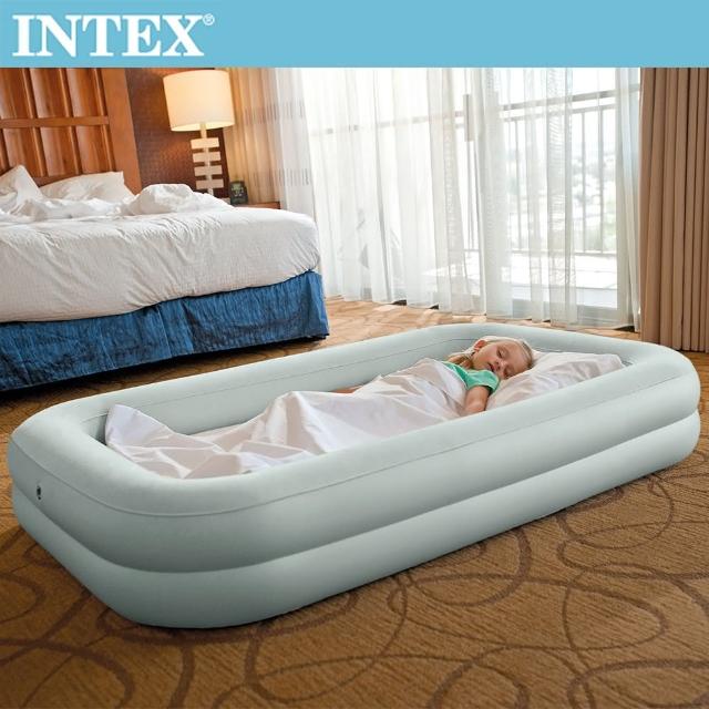 【INTEX】安全防滾落兒童植絨充氣床-附手壓幫浦(66810)
