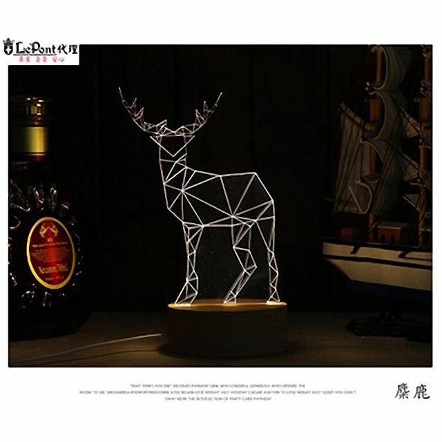 【LEPONT】北歐3D立體 USB LED創意小夜燈-麋鹿
