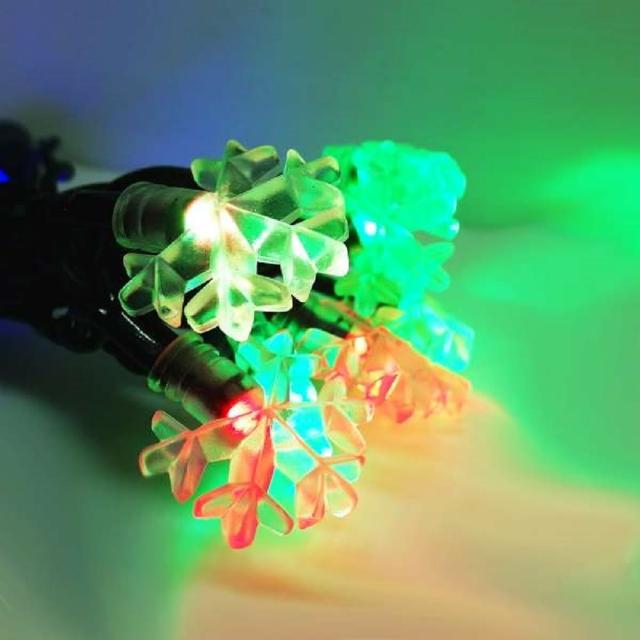 【聖誕裝飾品特賣】聖誕燈裝飾燈LED20燈雪花燈造型燈(彩色光 插電式-自動雙色雙閃)
