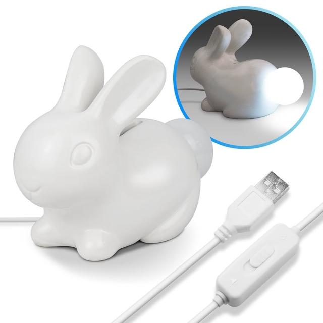 療癒系 USB 小白兔造型存錢筒LED夜燈(恆亮-聲響感應)