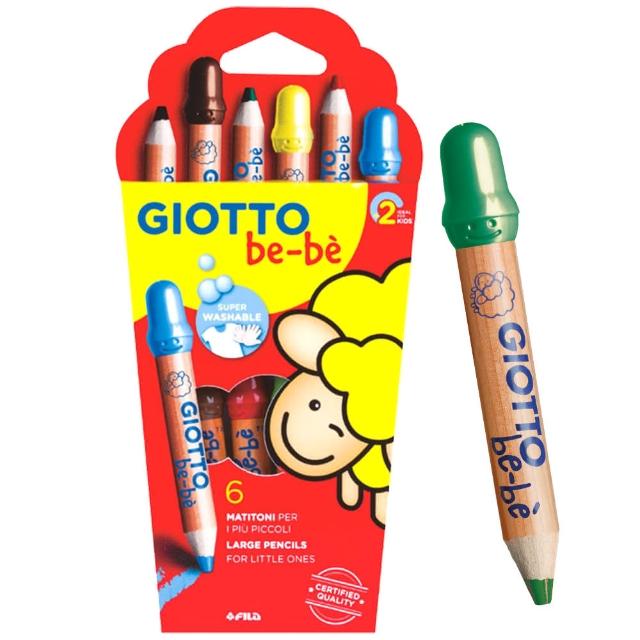 【義大利GIOTTO】可洗式寶寶木質蠟筆(6色)