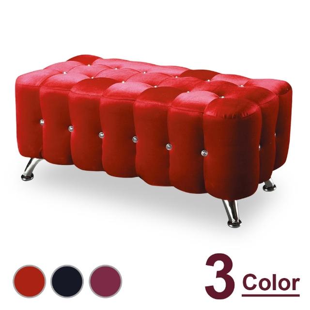 【時尚屋】水鑽3尺絨布長椅 NM7-295-1(三色可選 免組裝 免運費 椅凳)