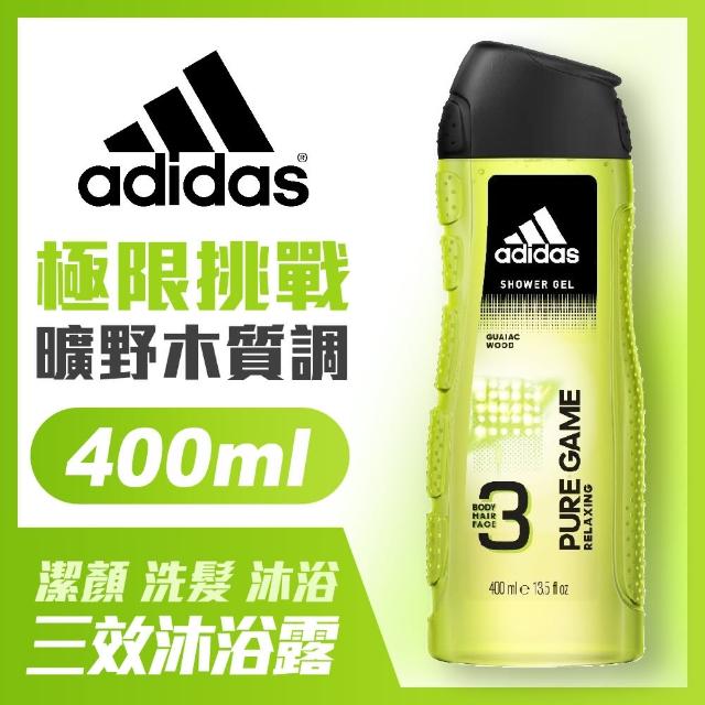 【adidas愛迪達】男用三效潔顏洗髮沐浴露-極限挑戰(400ml)