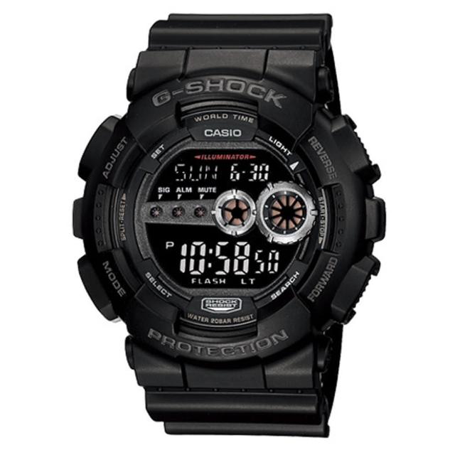 【CASIO】G-SHOCK 強悍菱格壓紋造型錶-黑(GD-100-1B)