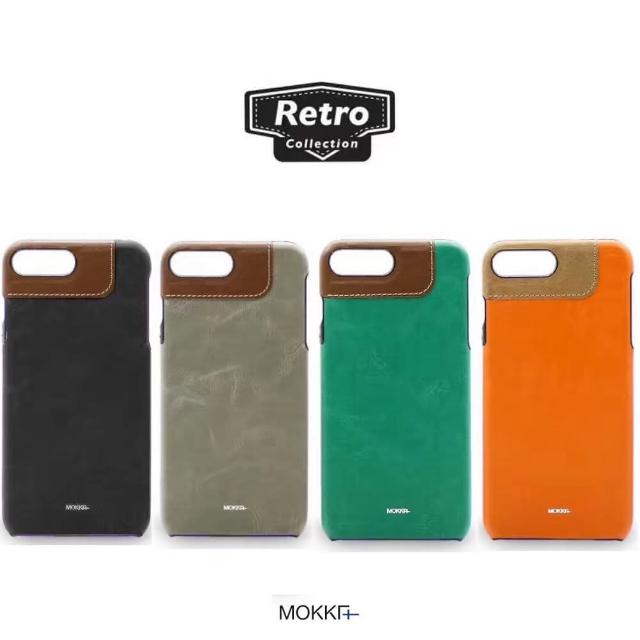 【Mokka】Iphone7 plus 復古油蠟撞色拼接保護殼(手工背蓋 皮背蓋)