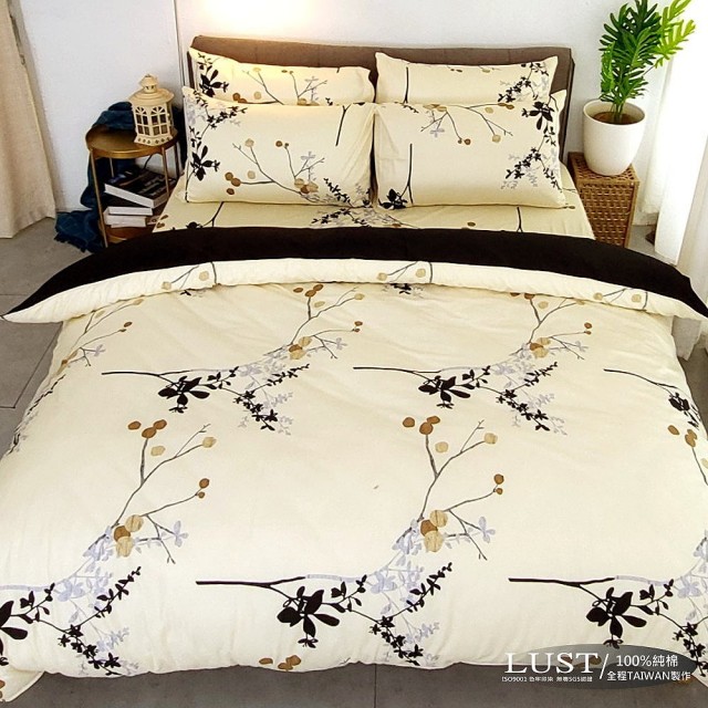 【LUST生活寢具】《京城古風》100%純棉、雙人5尺精梳棉床包-枕套組《不含被套》、台灣製