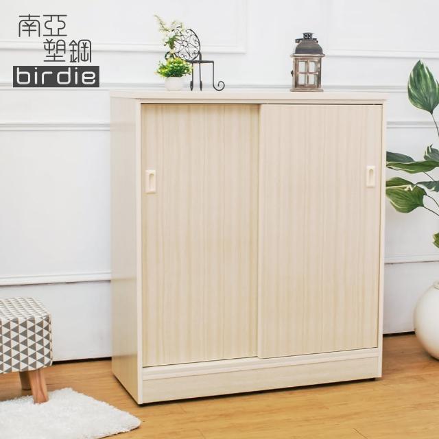 【Birdie南亞塑鋼】3尺拉門-推門塑鋼鞋櫃(白橡色)