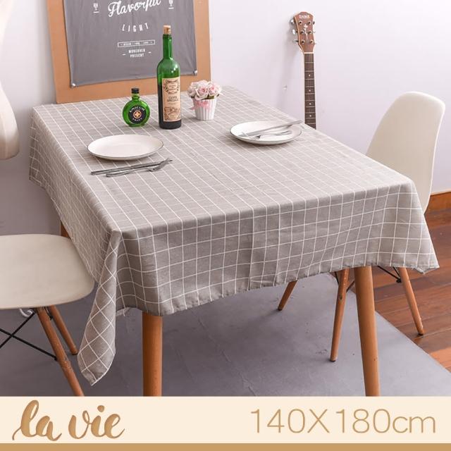 【La Vie】zakka 現代簡約灰色格子餐桌布(140X180cm)