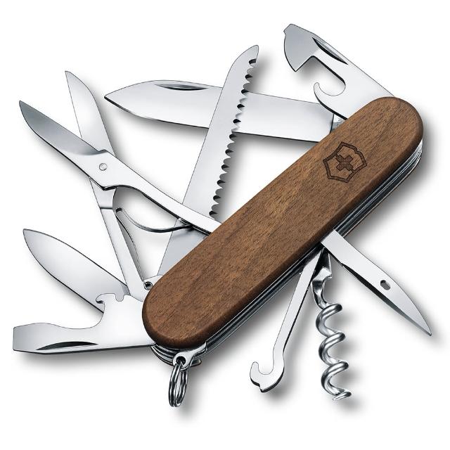 【VICTORINOX 瑞士維氏】Huntsman Wood胡桃木13用瑞士刀