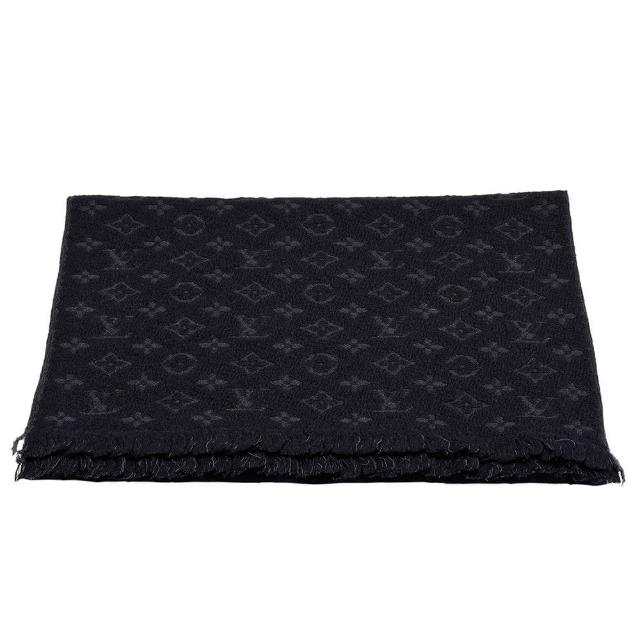 【Louis Vuitton 路易威登】M70520 經典Monogram Classic系列立體織花羊毛針織圍巾(黑)