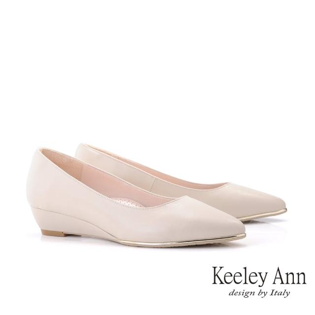 【Keeley Ann】極簡魅力 MIT素面羊皮楔型包鞋(米色135258130)