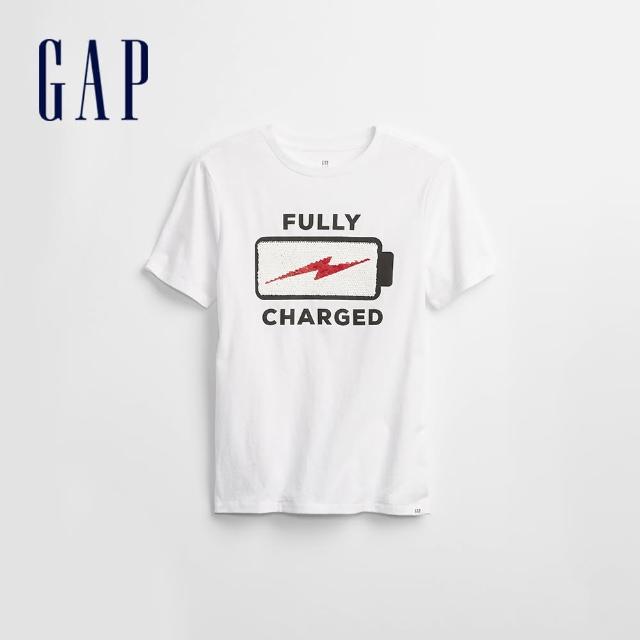 GAP【GAP】男童 趣味互動圓領T恤(855014-白色)