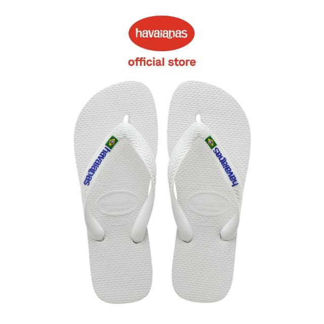 【havaianas 哈瓦仕】拖鞋 男女鞋 夾腳拖 人字拖 巴西國旗 Brasil Logo 白 4110850-0001U