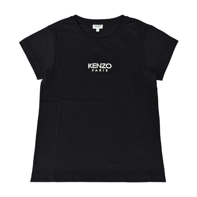 【KENZO】KENZO白字印花LOGO修身棉質短T(M/黑)