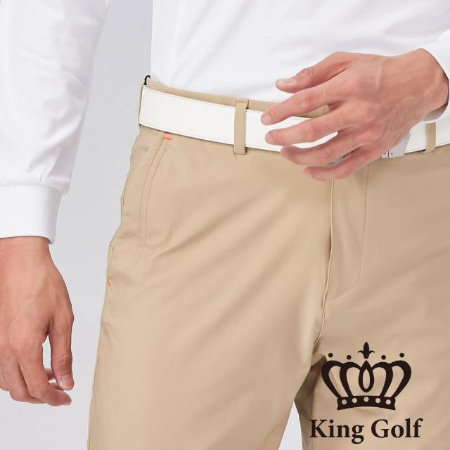 【KING GOLF】速達-男款立體剪裁修身彈性休閒長褲(卡其)