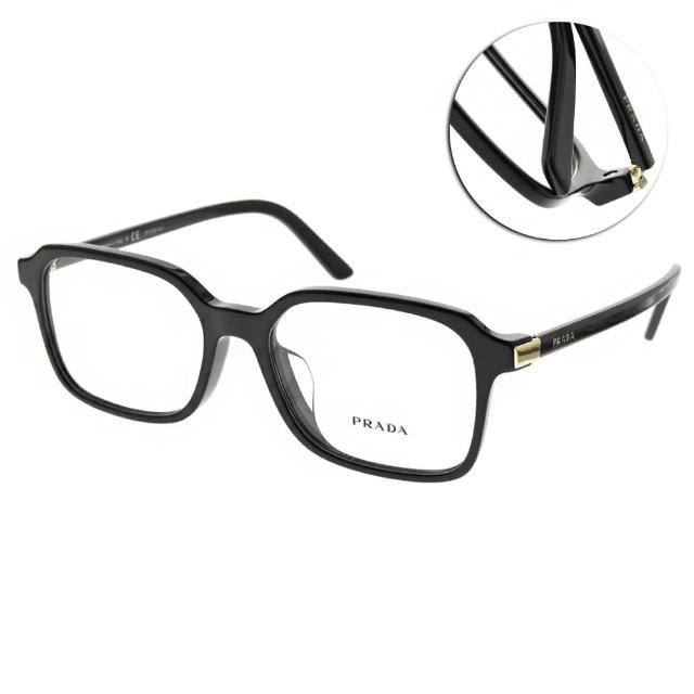 【PRADA 普拉達】光學眼鏡 方框款(黑 #VPR03X-F 1AB-1O1-53mm)