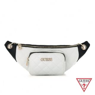 【GUESS】女包-時尚氣質簡約菱格紋鍊條腰包-白(VG797080WML)