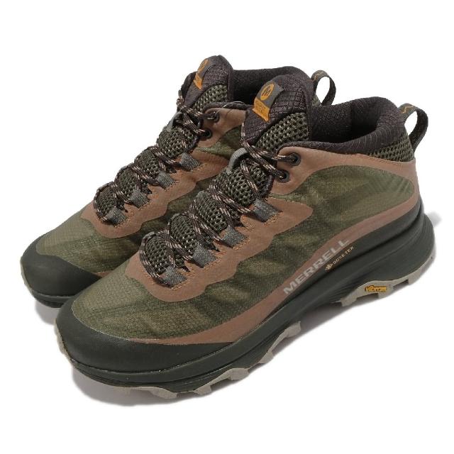 【MERRELL】戶外鞋 Moab Speed Mid GTX 男鞋 登山 越野 耐磨 黃金大底 防水 中筒 綠 橘(ML135411)