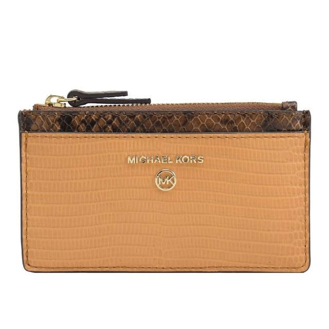 Michael Kors【Michael Kors】Jet Set Charm滿版MK LOGO拼接信用卡零錢包(橘黃)