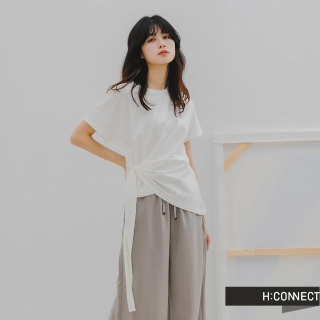 H:CONNECT【H:CONNECT】韓國品牌 女裝 -純色不規則衣襬抽繩設計T-Shirt(白色)