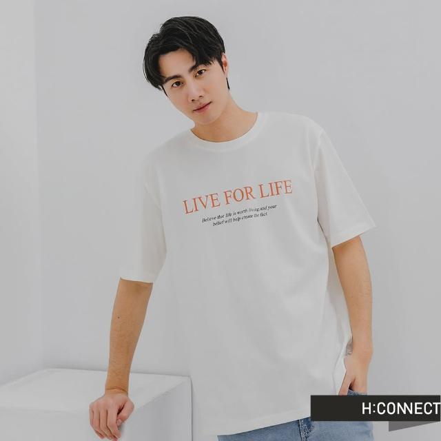 【H:CONNECT】韓國品牌 男裝 -簡約英文個性標語寬版T-Shirt(白色)