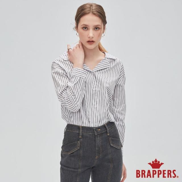 BRAPPERS【BRAPPERS】女款 典雅西裝領條紋襯衫(白底黑條)