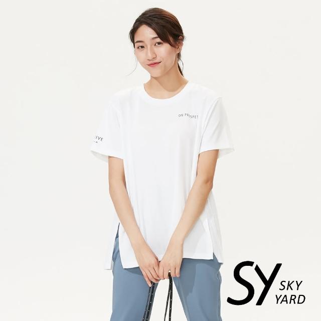 SKY YARD【SKY YARD】潮流寬鬆側邊開岔印花造型上衣(白色)