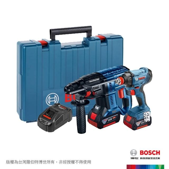 BOSCH 博世【BOSCH 博世】18V 免出力鎚鑽/衝擊板手雙機組 GBH 180-LI+GDX 180-LI (4.0Ahx2)