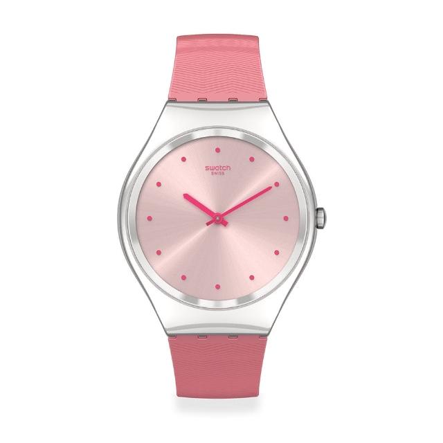 【SWATCH】Skin Irony 超薄金屬系列手錶ROSE MOIRE 粉色波光(38mm)
