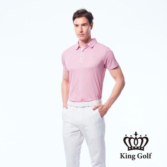 KING GOLF【KING GOLF】男款小花朵印花涼感短袖POLO衫(紅色)