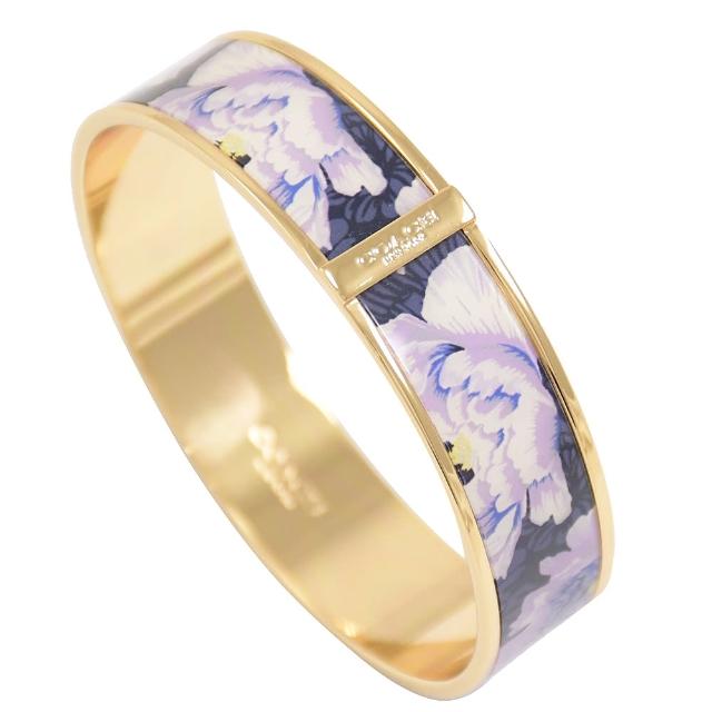 COACH【COACH】高雅大花朵圖案寬版時尚手環(紫/金)