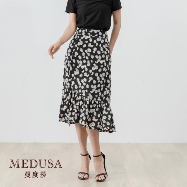 MEDUSA 曼度莎【MEDUSA 曼度莎】小菊花印花排釦荷葉魚尾裙（M-XL）｜上班穿搭 職場穿搭｜雪紡裙(601-7100C)