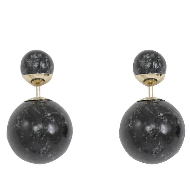 Dior 迪奧【Dior 迪奧】TRIBALES大理石紋造型耳環(黑)