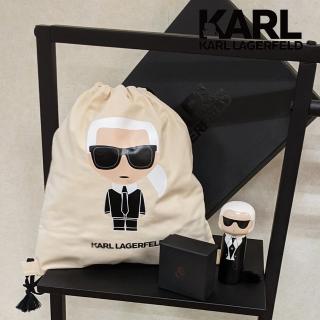 【KARL LAGERFELD 卡爾】IKONIK多功能束口鞋袋-米(原廠公司貨 限量開賣 獨家)