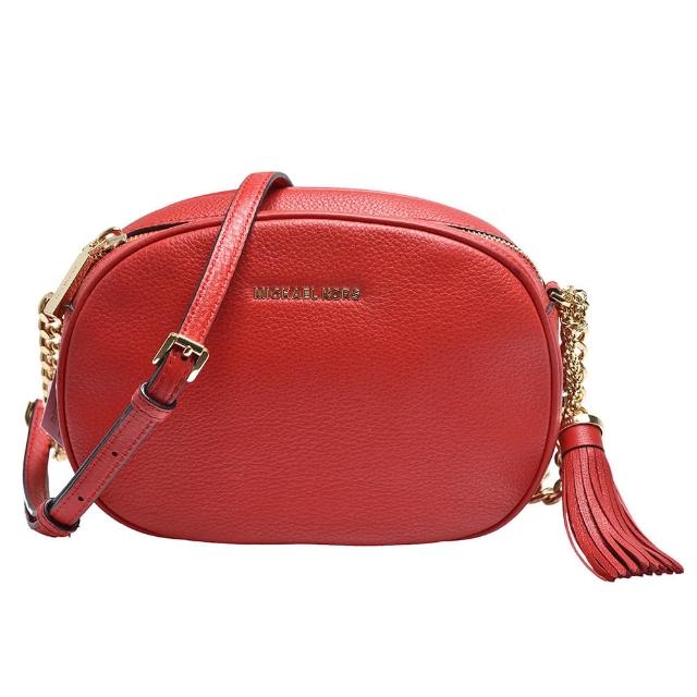 Michael Kors【Michael Kors】GINNY系列荔枝紋牛皮拉鍊斜背包(紅30H6GGNM2L-RED)