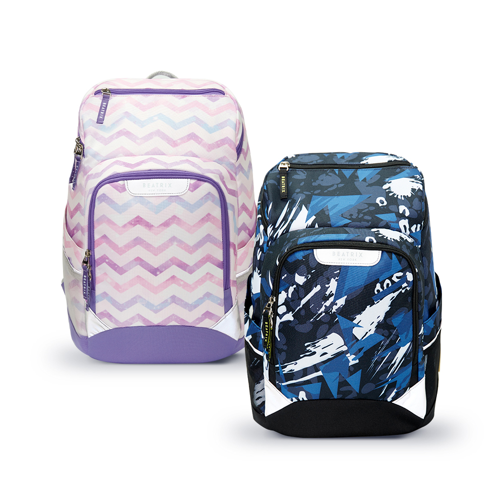 【BEATRIX NEW YORK】美式休閒風兒童護脊透氣雙肩書包(護脊書包)