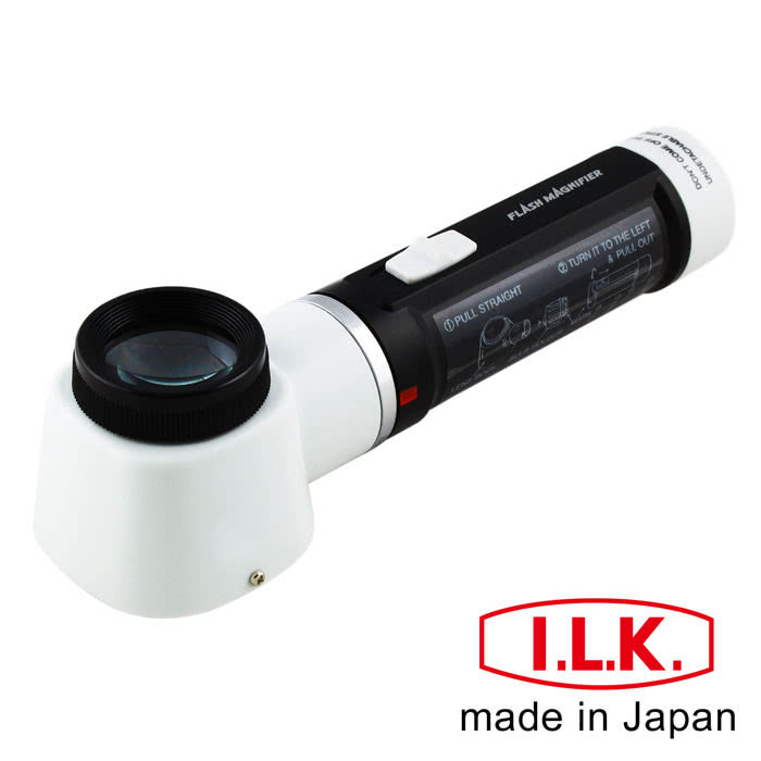 【日本 I.L.K.】10x/30mm 日本製LED手電筒型放大鏡(M-100)