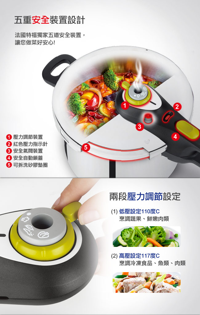 【Tefal 法國特福】新安佳系列8L快鍋