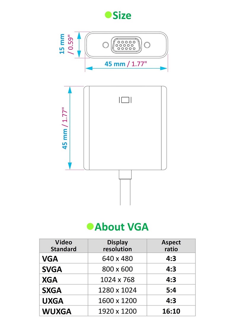 【amber】Displayport（DP）轉 VGA 訊號轉換器(DP to VGA 2017年新版晶片)